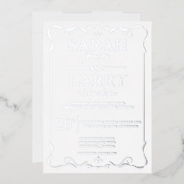 Con Relieve Metalizado Elegante Invitación de Boda Tradicional de Papel d
