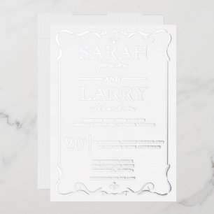 Con Relieve Metalizado Elegante Invitación de Boda Tradicional de Papel d