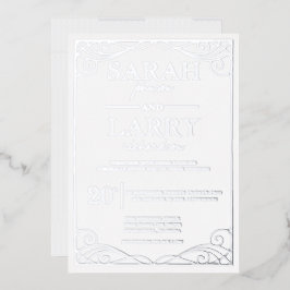 Con Relieve Metalizado Elegante Invitación de Boda Tradicional de Papel d
