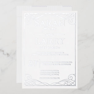 Con Relieve Metalizado Elegante Invitación de Boda Tradicional de Papel d