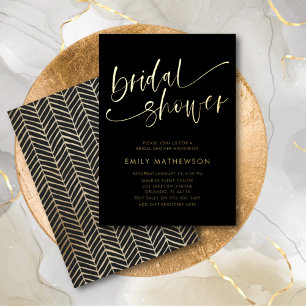 Con Relieve Metalizado Elegante Invitación de Despedida de Soltera en Neg