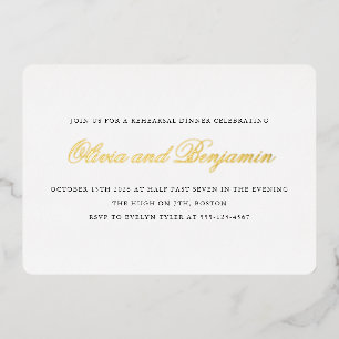 Con Relieve Metalizado Elegante Invitación de Ensayo de Cena Formal en Ne