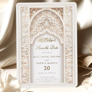 Con Relieve Metalizado Elegante Invitación de Fecha de Guardado de Arco I