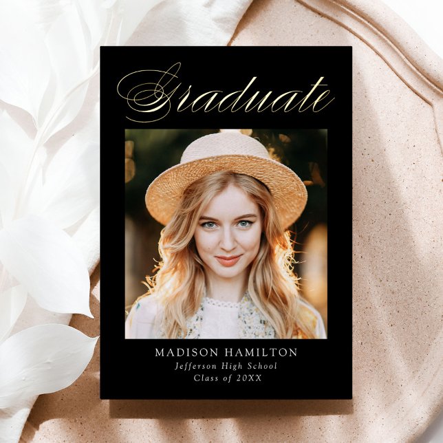 Con Relieve Metalizado Elegante Invitación de Graduación de Guión de Reli (Subido por el creador)