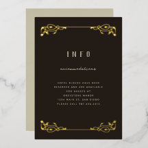 Elegante Invitación de Papel de Oro Art Nouveau