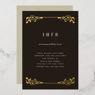 Con Relieve Metalizado Elegante Invitación de Papel de Oro Art Nouveau
