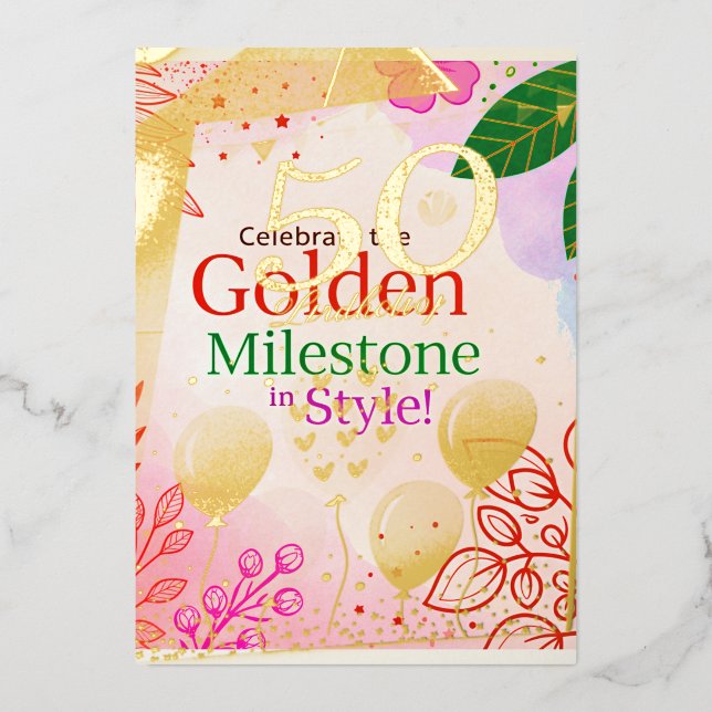 Con Relieve Metalizado Elegante invitación digital de cumpleaños número 5 (Anverso)