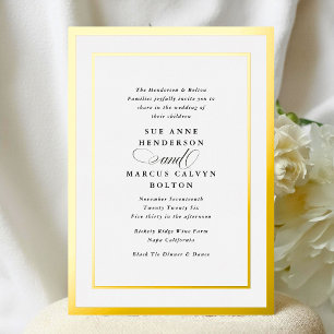 Con Relieve Metalizado Elegante Invitación Formal Caligrafía Marco Dorado