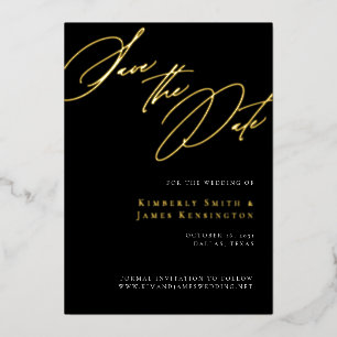 Con Relieve Metalizado Elegante Invitación Formal de Caligrafía para Boda
