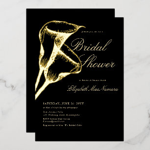 Con Relieve Metalizado Elegante Invitación Formal de Ducha de Novia Calla