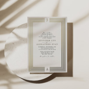 Con Relieve Metalizado Elegante Invitación Formal de Monograma de Boda co