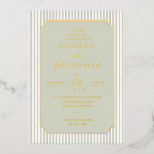 Con Relieve Metalizado Elegante Invitación Formal de Verde Pastel
