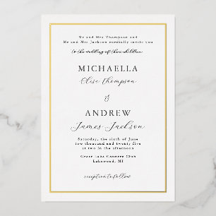 Con Relieve Metalizado Elegante invitación Minimalista de boda refinada