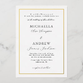 Con Relieve Metalizado Elegante invitación Minimalista de boda refinada