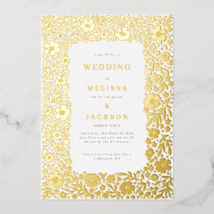 Con Relieve Metalizado Elegante marco floreciente invitación a la boda Re