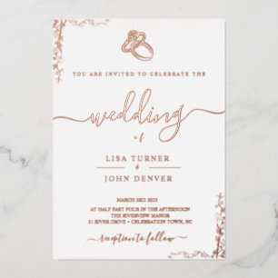Con Relieve Metalizado Elegante, Minimalista invitación a la boda de Reli