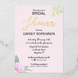 Con Relieve Metalizado Elegante Novia Invitación de Foil Rosa y Dorado pa