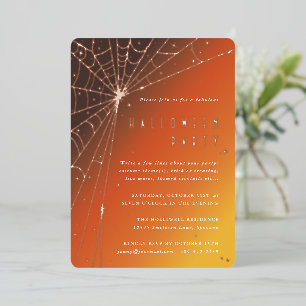 Con Relieve Metalizado Elegante Spider Web Halloween Party Invitación al 