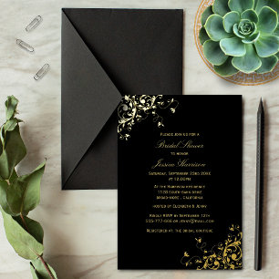 Con Relieve Metalizado Elegante Swirls Bridal Shower Real Invitación al R