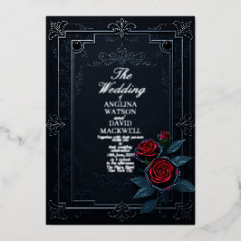Con Relieve Metalizado Elegante y elegante invitación a la boda negra
