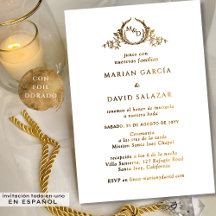 En español elegante invitación de boda todo en uno