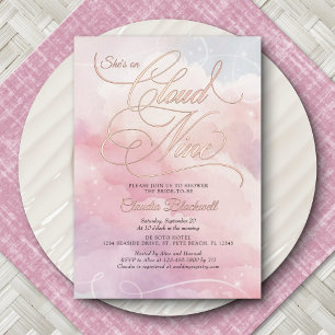 Con Relieve Metalizado Está en la Nueve Invitación a la Ducha Bridal