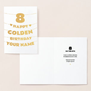 Con Relieve Metalizado Feliz cumpleaños dorado, tarjeta de papel de oro p