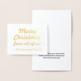 Con Relieve Metalizado "¡Feliz Navidad de todos nosotros!" Tarjeta