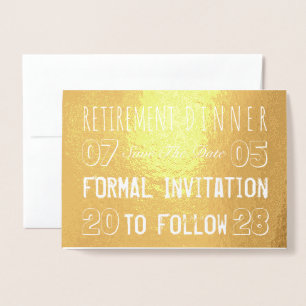 Con Relieve Metalizado Fiesta De Retiro personalizado Guardar La Tarjeta 