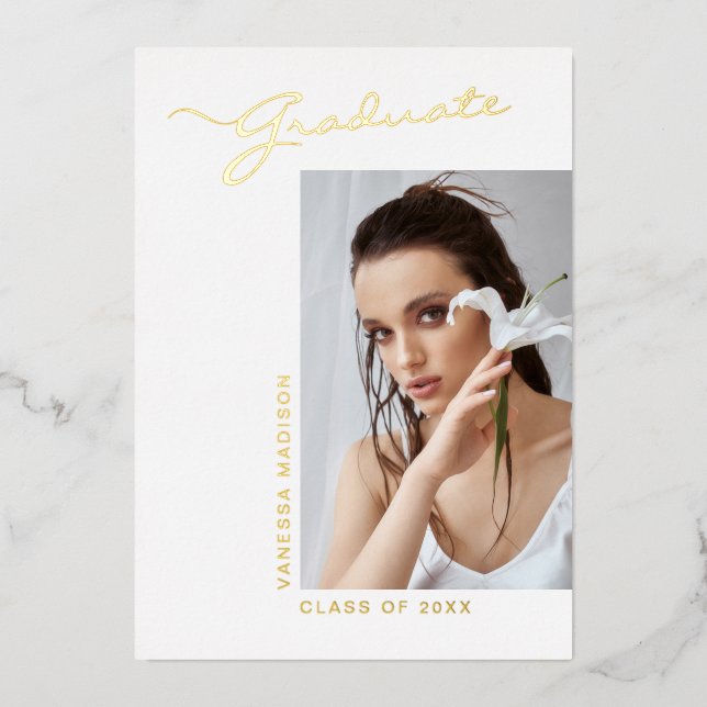 Con Relieve Metalizado Foto de escritura moderna y elegante | Invitación  (Anverso)