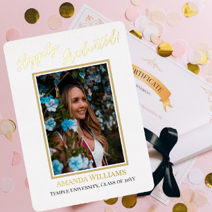 Con Relieve Metalizado Foto moderna, Personalizado, invitación a graduaci