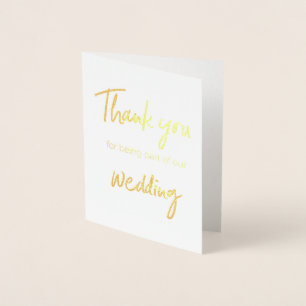 Con Relieve Metalizado Gracias por ser parte de nuestra tarjeta de Boda