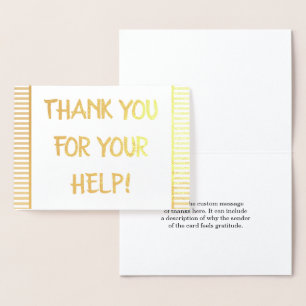 Con Relieve Metalizado "¡GRACIAS POR TU AYUDA!" Tarjeta de felicitación