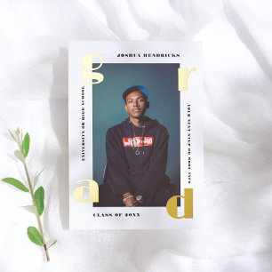 Con Relieve Metalizado Grado de oro   Invitación fotográfica a presión de