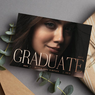 Con Relieve Metalizado GRADUADO Invitación de fotos de ROSA GOLD