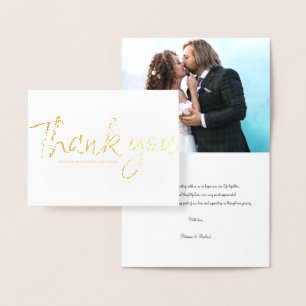 Con Relieve Metalizado Guion Chic Tarjeta de agradecimiento de boda simpl