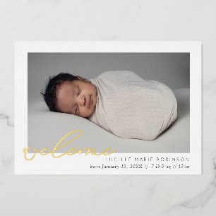 Con Relieve Metalizado Guión de bienvenida de Invitación para bebés