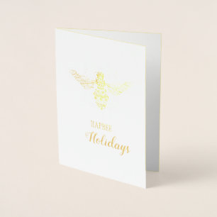 Con Relieve Metalizado Hapbee Holidays Tarjeta de Personalizable