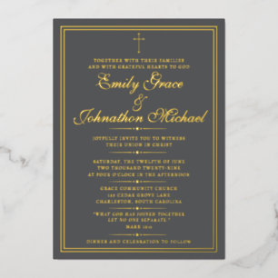 Con Relieve Metalizado Impresionante Invitación de Boda Minimalista Crist