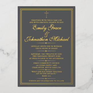 Con Relieve Metalizado Impresionante Invitación de Boda Minimalista Crist