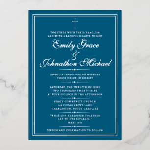 Con Relieve Metalizado Impresionante Invitación de Boda Minimalista Crist