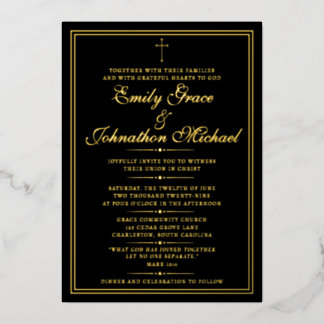 Con Relieve Metalizado Impresionante Invitación de Boda Minimalista Crist
