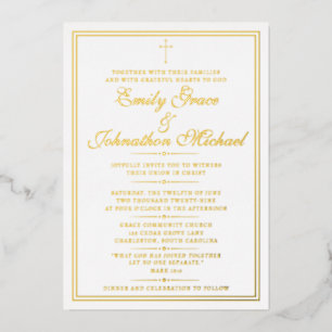 Con Relieve Metalizado Impresionante Invitación de Boda Minimalista Crist