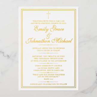 Con Relieve Metalizado Impresionante Invitación de Boda Minimalista Crist