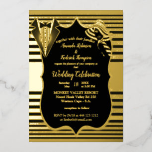 Con Relieve Metalizado Inspiración de La Gran Gatsby para Invitación de H