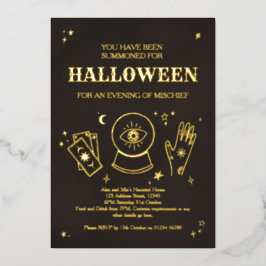 Con Relieve Metalizado Invitación a fiesta de Halloween de quiromancia br