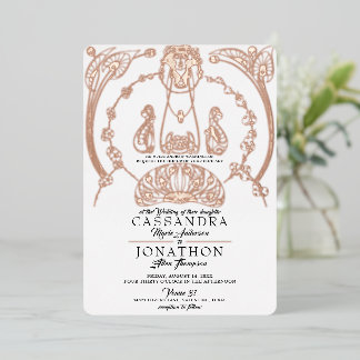 Con Relieve Metalizado Invitación a la boda - Art Nouveau y poema 12
