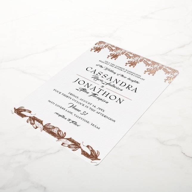 Con Relieve Metalizado Invitación a la boda - Art Nouveau y poema 5 (girado)