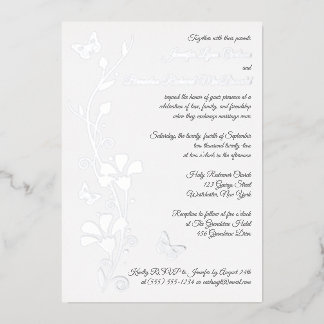 Con Relieve Metalizado Invitación a la boda de flores y mariposas de Reli