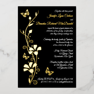 Con Relieve Metalizado Invitación a la boda de flores y mariposas de Reli